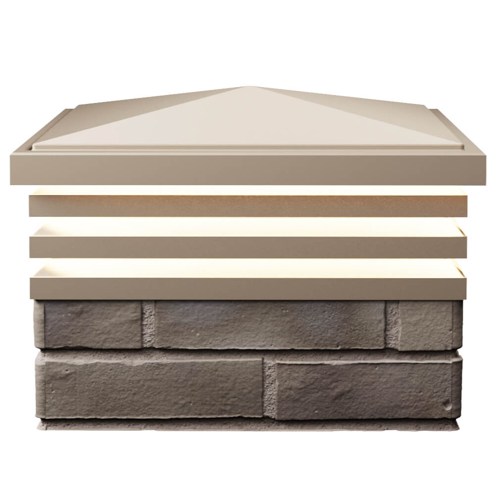Колпак Zking Бона ХайТек Бежевый на столб 1.5х1.5 кирпича (385х385мм) с подсветкой в Гурьевске фото