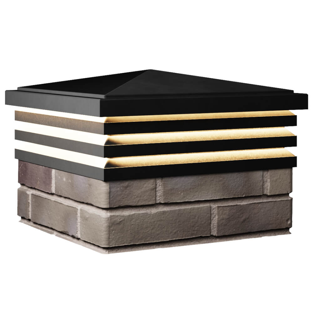 Колпак Zking Бона ХайТек Черный на столб 1.5х1.5 кирпича (385х385мм) с подсветкой в Гурьевске фото