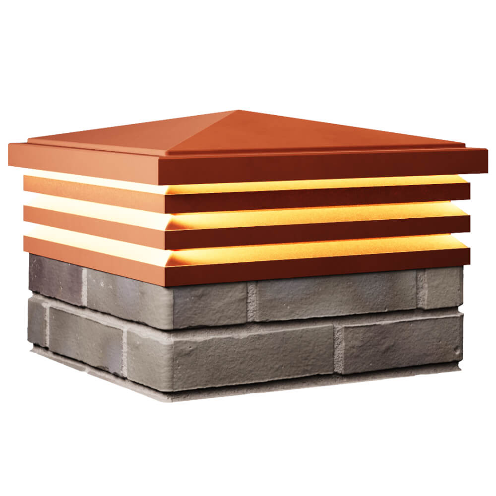 Колпак Zking Бона ХайТек Красный на столб 1.5х1.5 кирпича (385х385мм) с подсветкой в Гурьевске фото