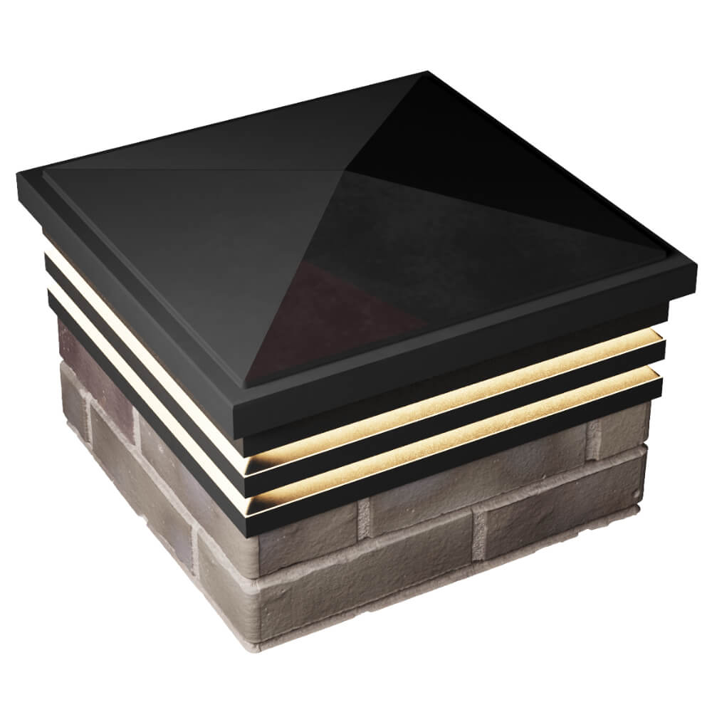 Колпак Zking Бона ХайТек Черный на столб 1.5х1.5 кирпича (385х385мм) с подсветкой в Гурьевске фото