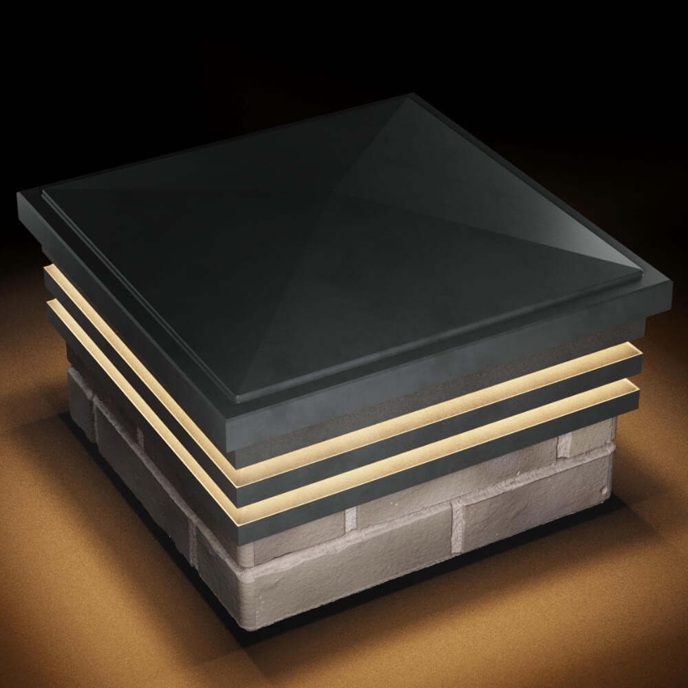 Колпак Zking Бона ХайТек Серый на столб 1.5х1.5 кирпича (385х385мм) с подсветкой в Гурьевске фото