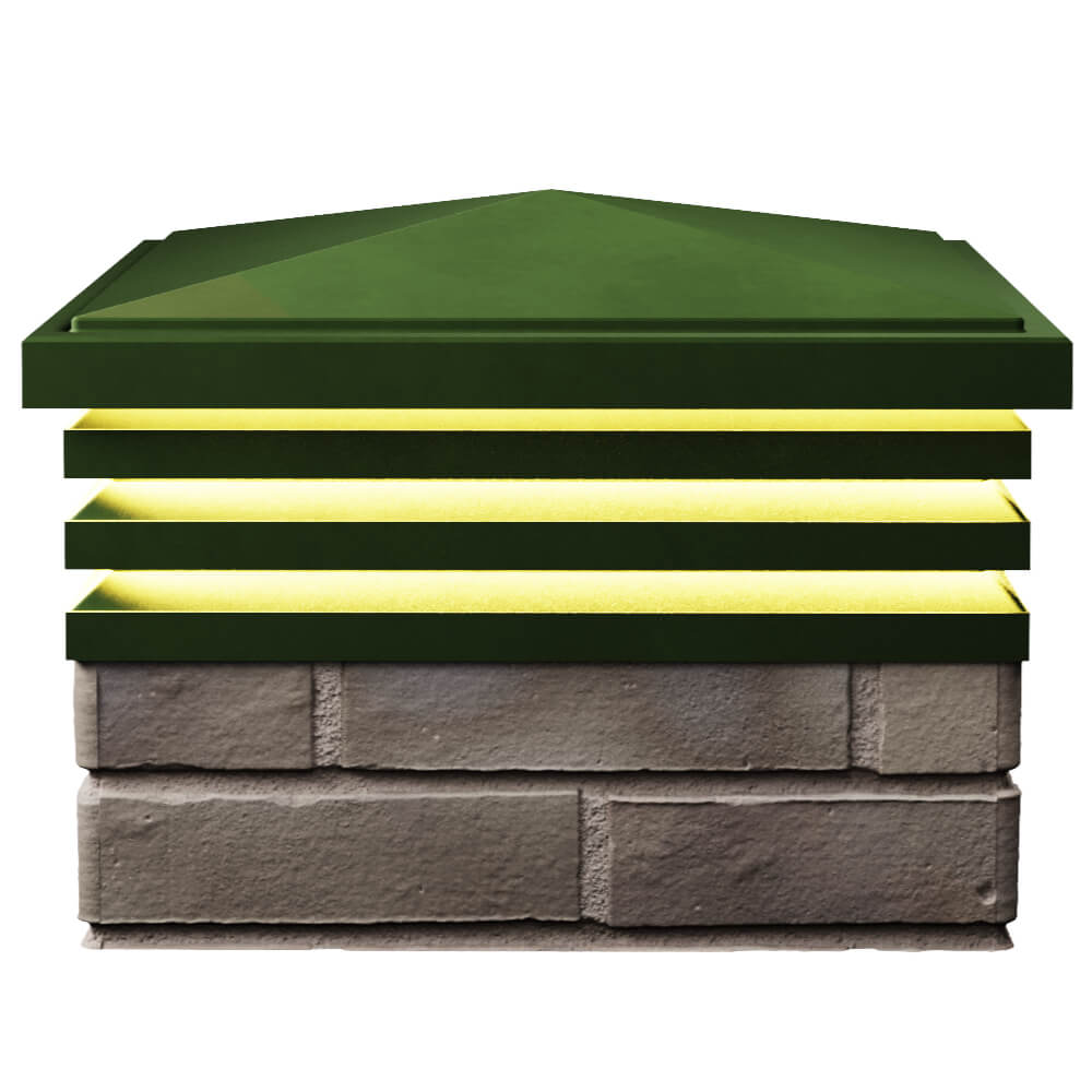 Колпак Zking Бона ХайТек Зеленый на столб 1.5х1.5 кирпича (385х385мм) с подсветкой в Гурьевске фото