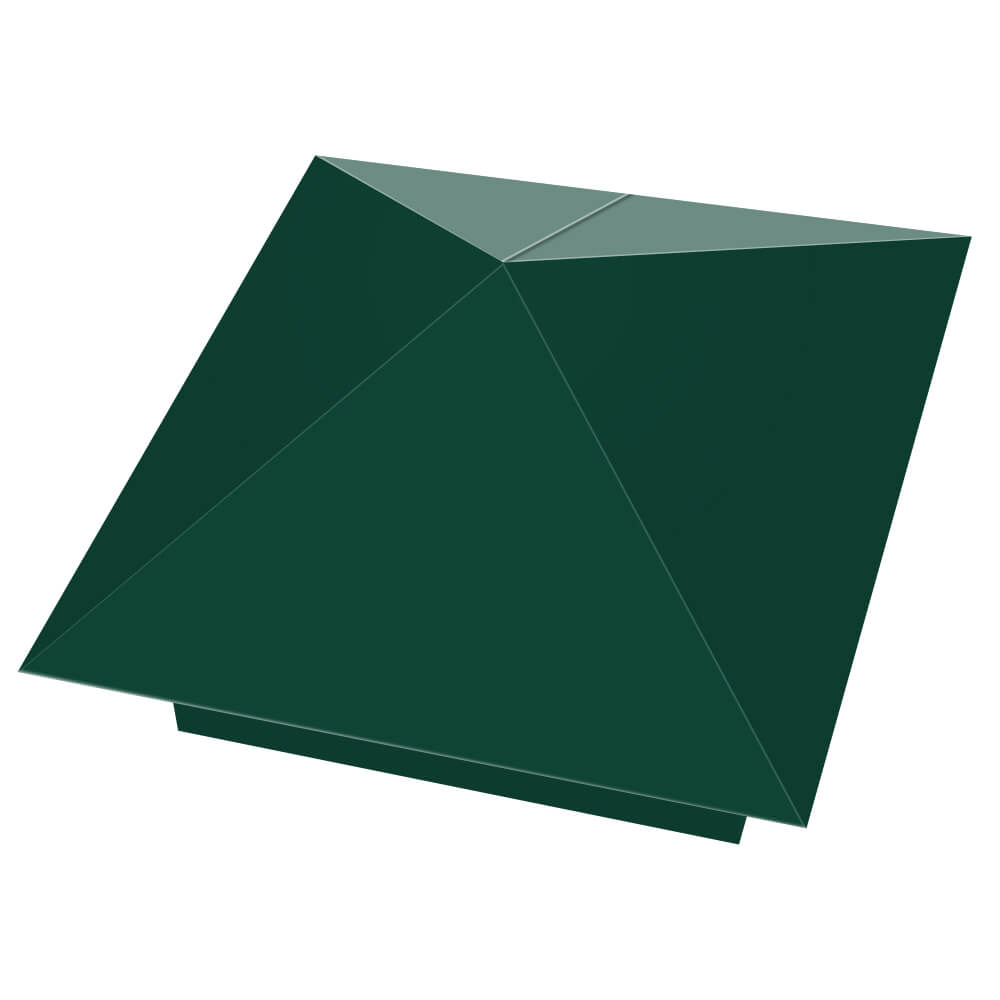 Колпак металлический 390х390мм RAL6005 Зеленый Мох заборный Гурьевск фото