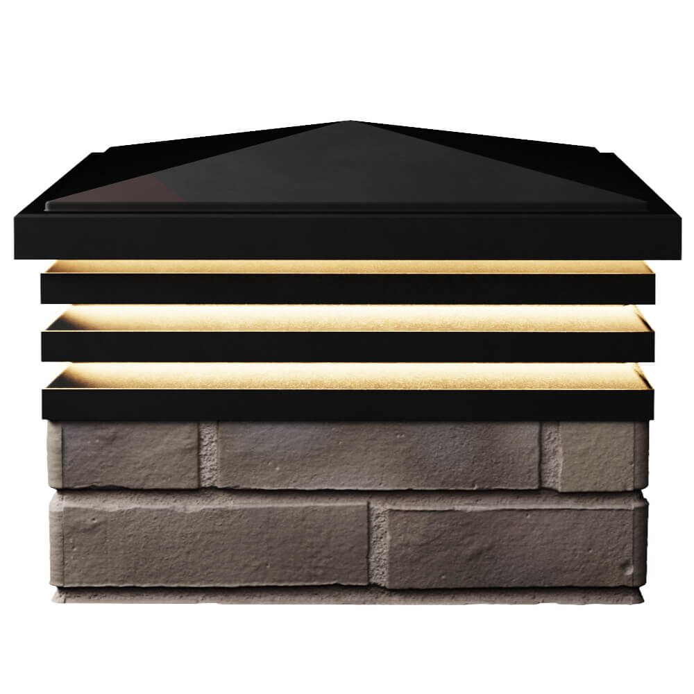 Колпак Zking Бона ХайТек Черный на столб 1.5х1.5 кирпича (385х385мм) с подсветкой в Гурьевске фото