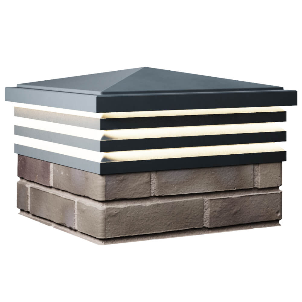 Колпак Zking Бона ХайТек Серый на столб 1.5х1.5 кирпича (385х385мм) с подсветкой в Гурьевске фото