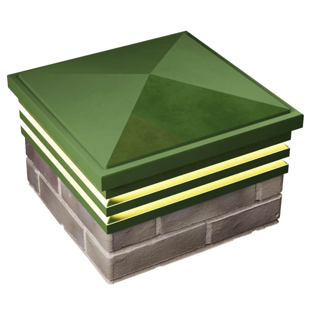 Колпак Zking Бона ХайТек Зеленый на столб 1.5х1.5 кирпича (385х385мм) с подсветкой в Гурьевске фото