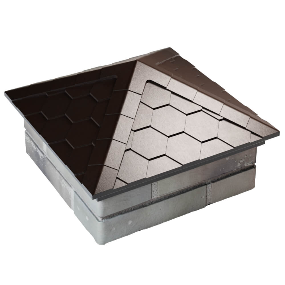 Колпак Zking Эверест Коричневый на столб 1.5х1.5 кирпича (390х390мм) в Гурьевске фото