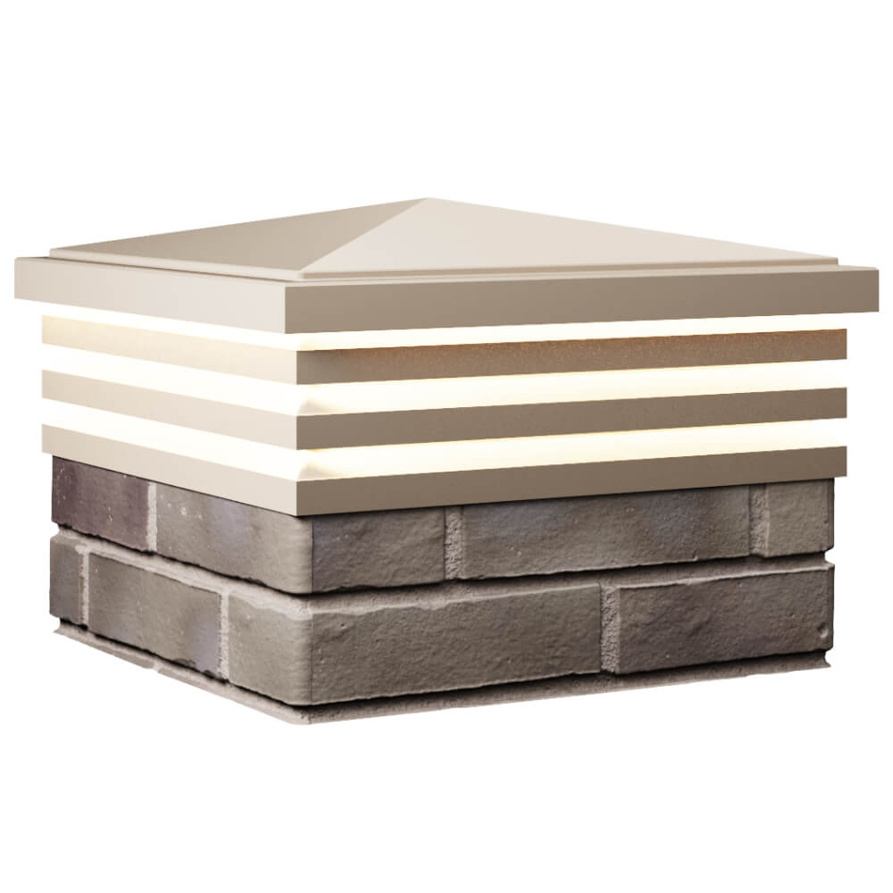 Колпак Zking Бона ХайТек Бежевый на столб 1.5х1.5 кирпича (385х385мм) с подсветкой в Гурьевске фото