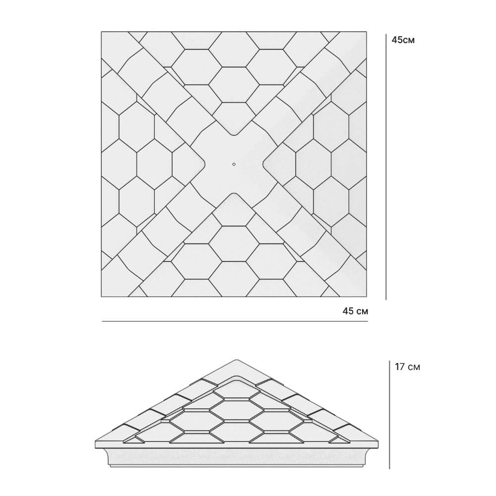 Колпак Zking Эверест Серый на столб 1.5х1.5 кирпича (390х390мм) в Гурьевске фото