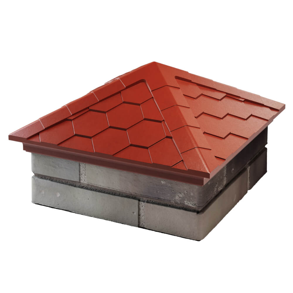 Колпак Zking Эверест Красный на столб 1.5х1.5 кирпича (390х390мм) в Гурьевске фото