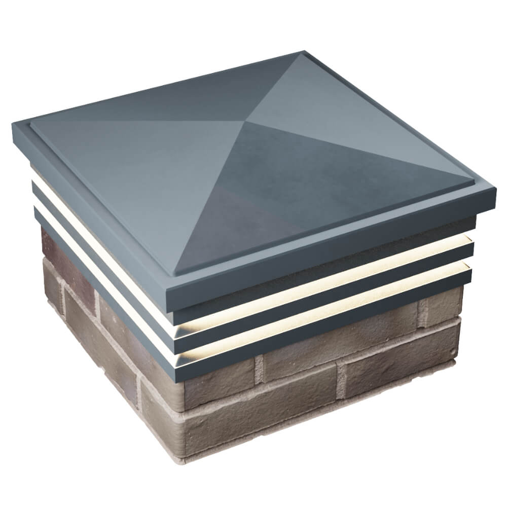 Колпак Zking Бона ХайТек Серый на столб 1.5х1.5 кирпича (385х385мм) с подсветкой в Гурьевске фото