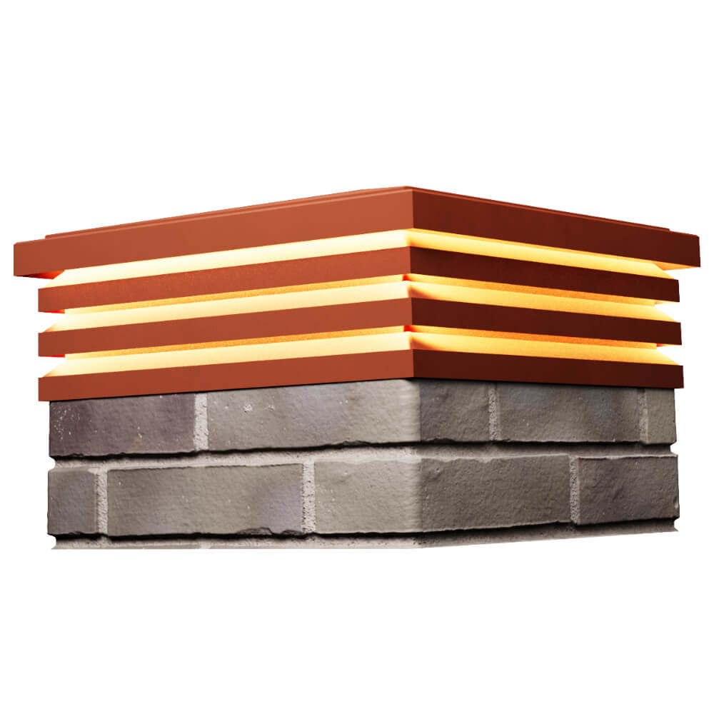 Колпак Zking Бона ХайТек Красный на столб 1.5х1.5 кирпича (385х385мм) с подсветкой в Гурьевске фото