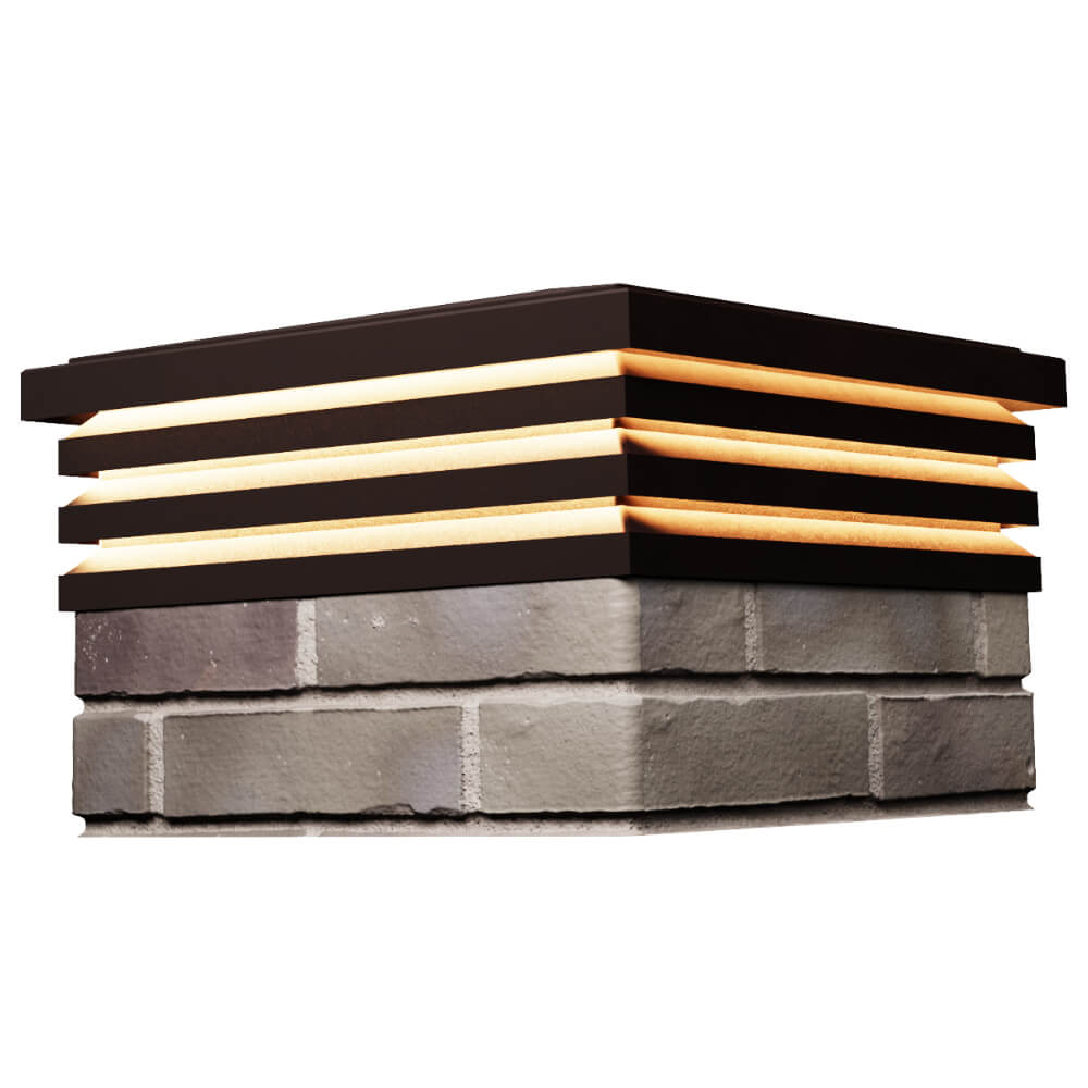 Колпак Zking Бона ХайТек Коричневый на столб 1.5х1.5 кирпича (385х385мм) с подсветкой в Гурьевске фото