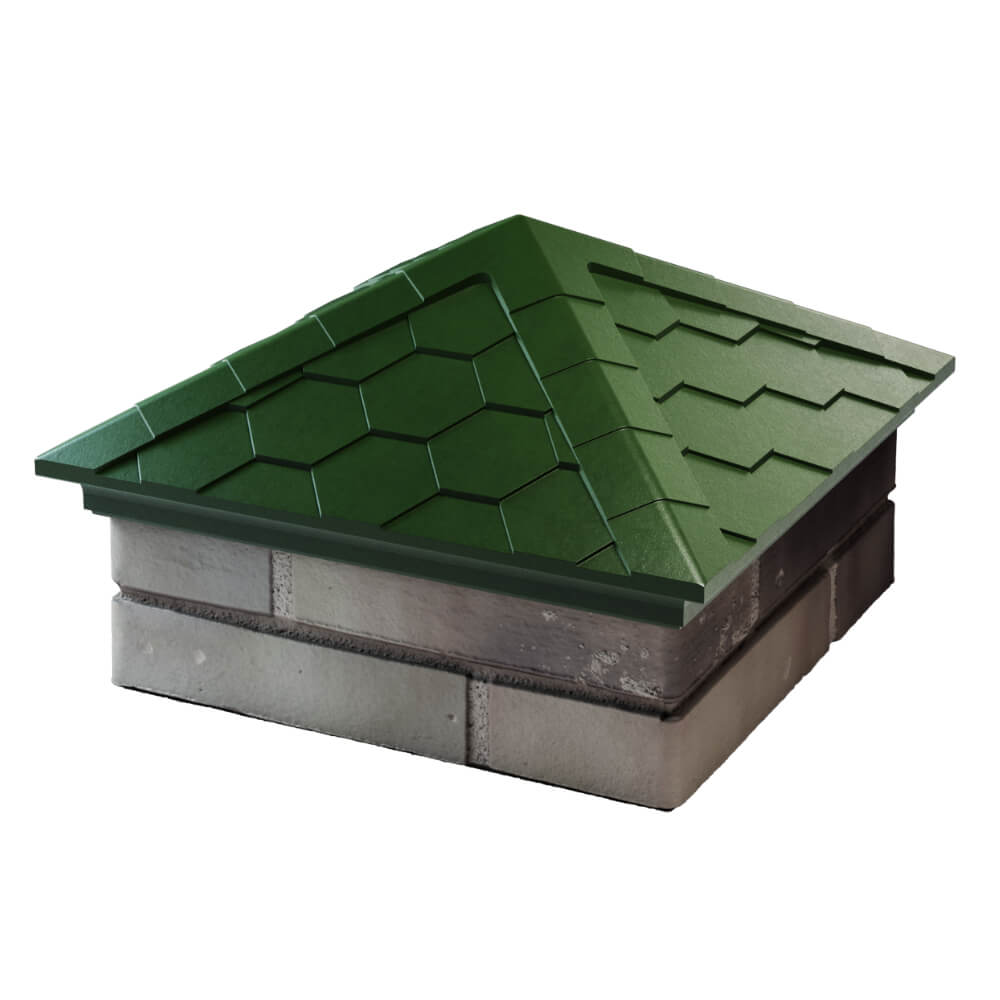 Колпак Zking Эверест Зеленый на столб 1.5х1.5 кирпича (390х390мм) в Гурьевске фото