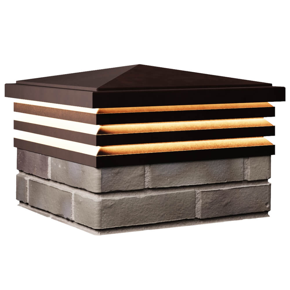 Колпак Zking Бона ХайТек Коричневый на столб 1.5х1.5 кирпича (385х385мм) с подсветкой в Гурьевске фото