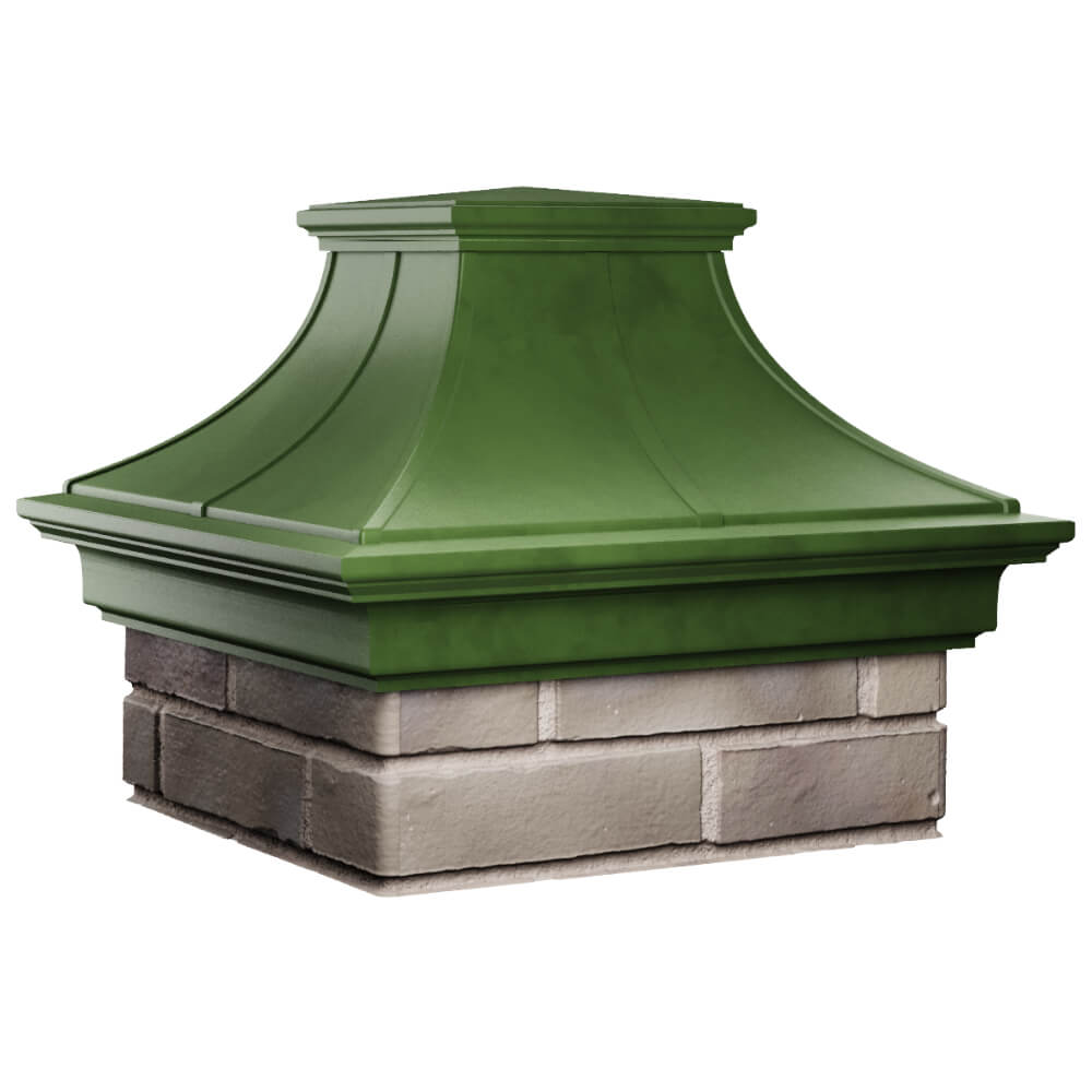 Колпак Zking Монблан Премиум Зеленый на столб 1.5х1.5 кирпича (385х385мм) в Гурьевске фото