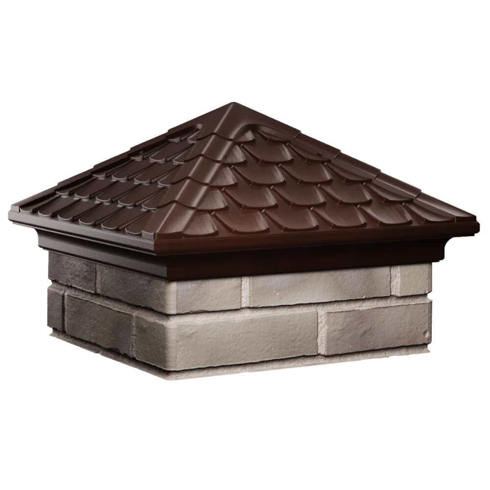 Колпак Zking Эльбрус Коричневый на столб 1.5х1.5 кирпича (385х385мм) в Гурьевске фото