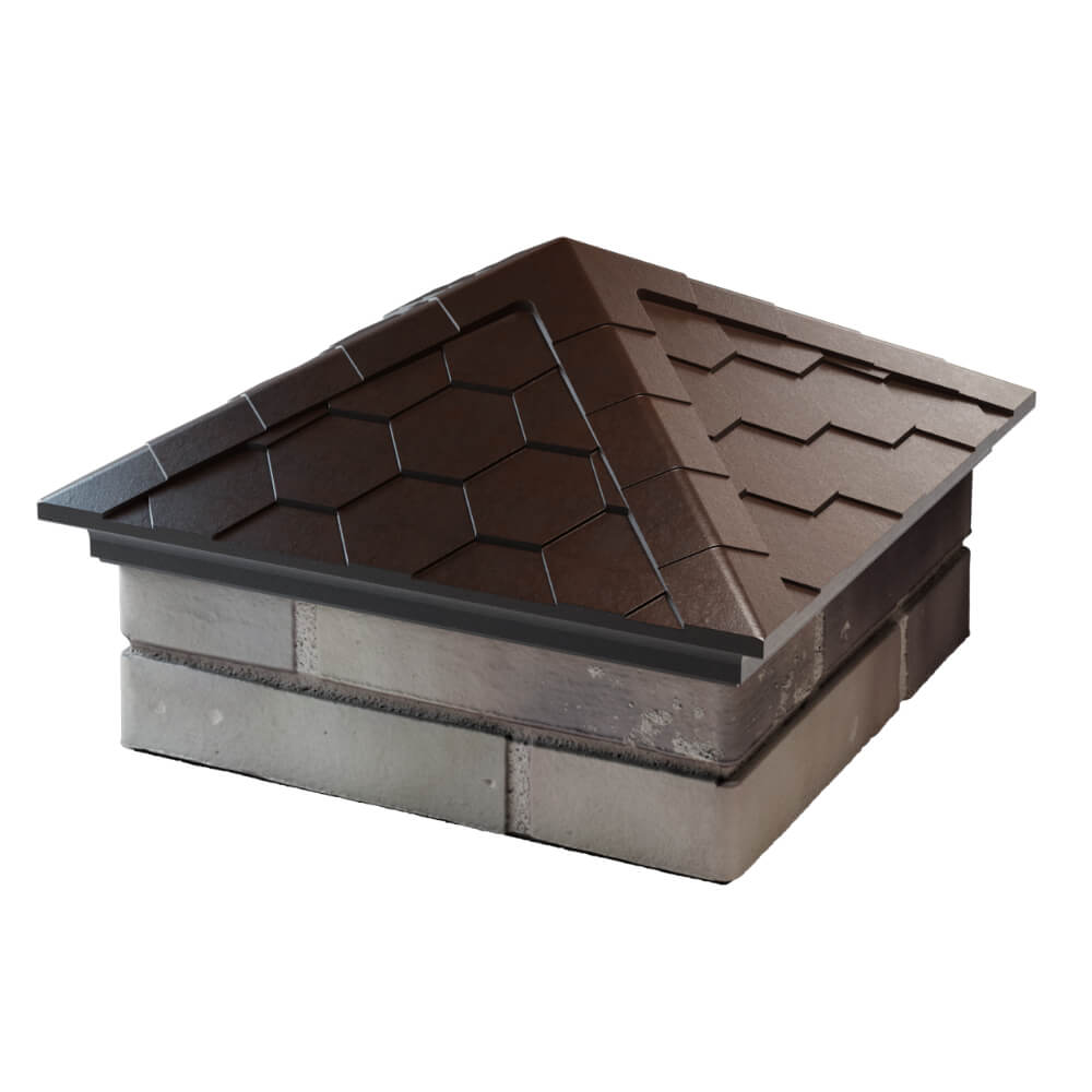 Колпак Zking Эверест Коричневый на столб 1.5х1.5 кирпича (390х390мм) в Гурьевске фото